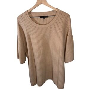 Fashion Nova Men Tan Pointelle Knit Short Sleeve Sweater XXL ZDF01K410018‎ 011